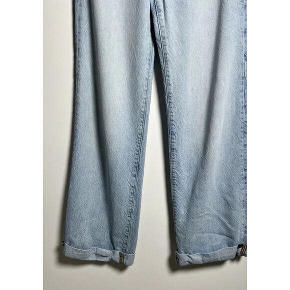 Free People Womens Size 26 Astoria Wide Leg High Rise Cuffed Jean In Sea Foam - Picture 5 of 13